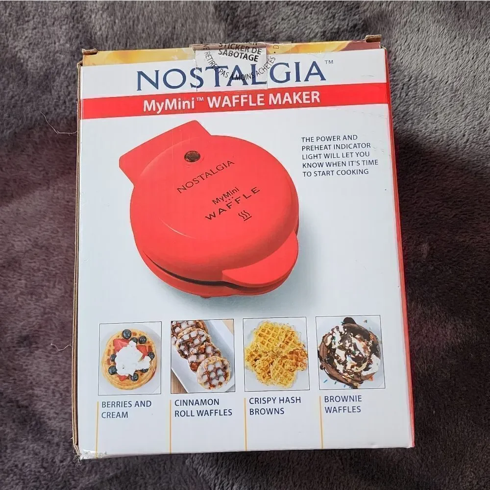NEW NOSTALGIA MyMini Red Waffle Maker